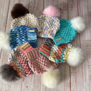 6-12 Month Baby Pom Beanie | Adorable Knit Baby Winter Hat with Faux Fur Pom | Perfect Baby Shower Gift