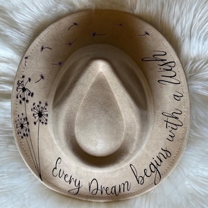 Dandelion wish hat Burning Traceable Design, Hat Burning Tracing Stencil For Wide Brim Hats, SVG, PNG and PDF Digital Files