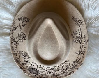 Flower Hat Burning Tracing Stencil for Wide Brim Hats, SVG, PNG Digital Files