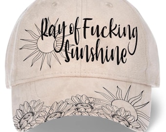 Ray of Fucking sunshine Hat Burning Tracing Stencil For Baseball and trucker Hats, SVG, PNG and PDF Digital Files