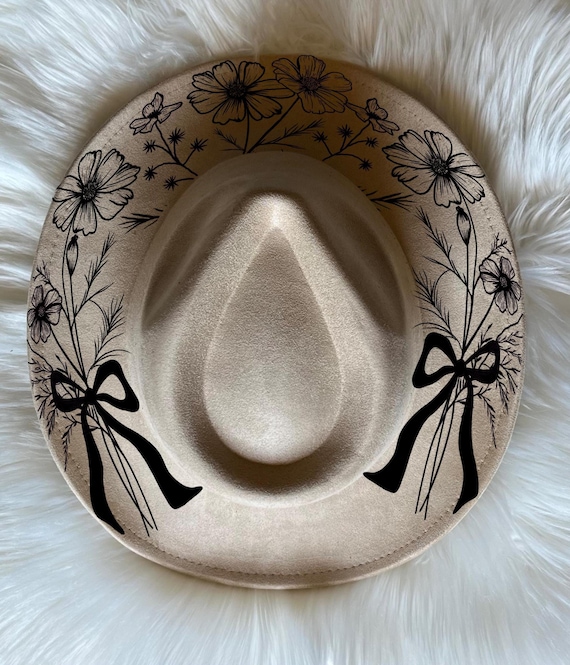 Flowers Coquette Bow Hat Burning Traceable Design, Hat  display picture 2