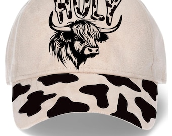 Holy cow, highland cow Burning Traceable Design, Hat Burning Tracing Stencil For Baseball and trucker Hats, SVG, and PNG  Digital Files