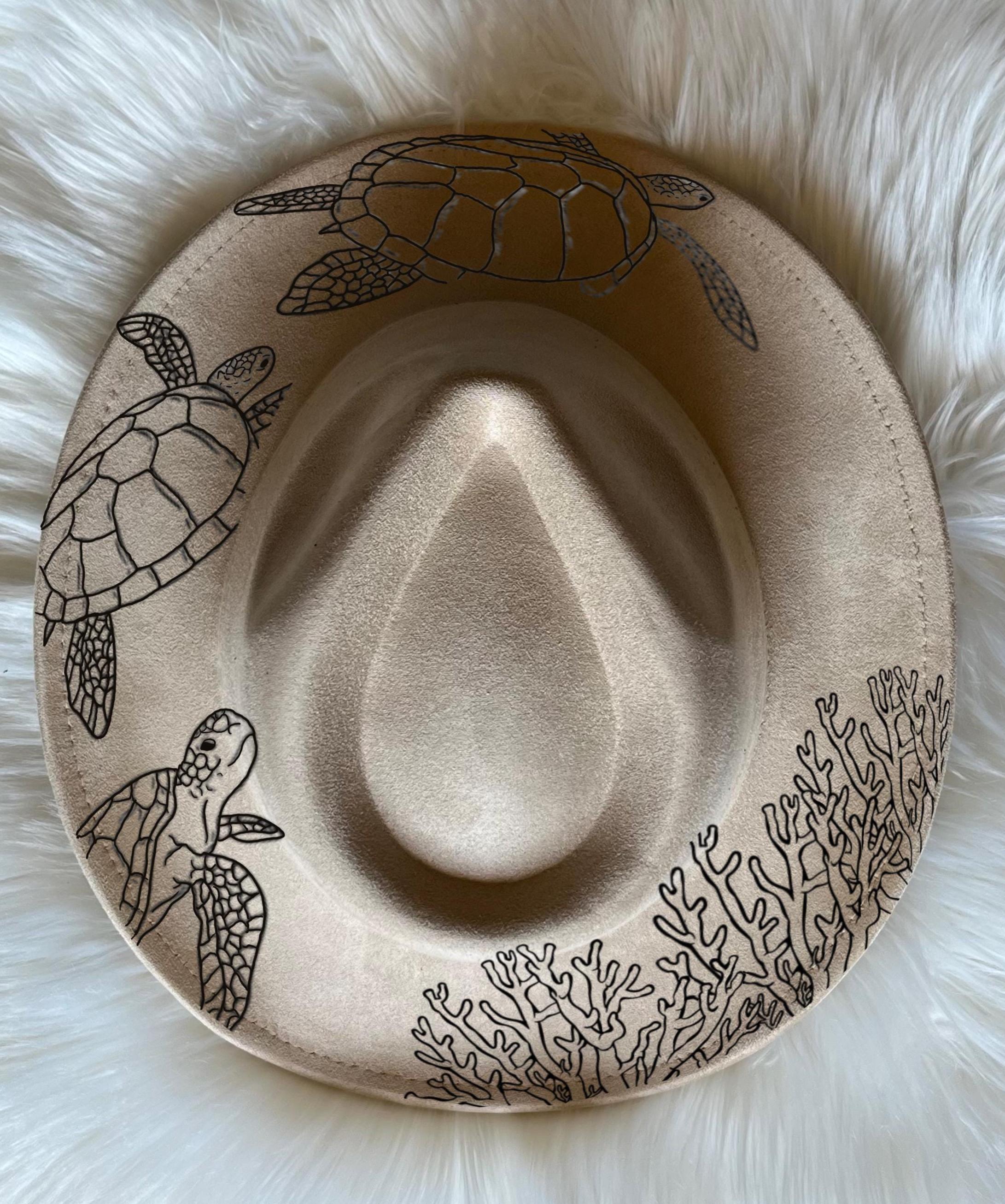 Turtle hat Burning Traceable Design, Hat Burning Tracing Stencil For Wide Brim Hats, SVG, PNG and PDF Digital Files