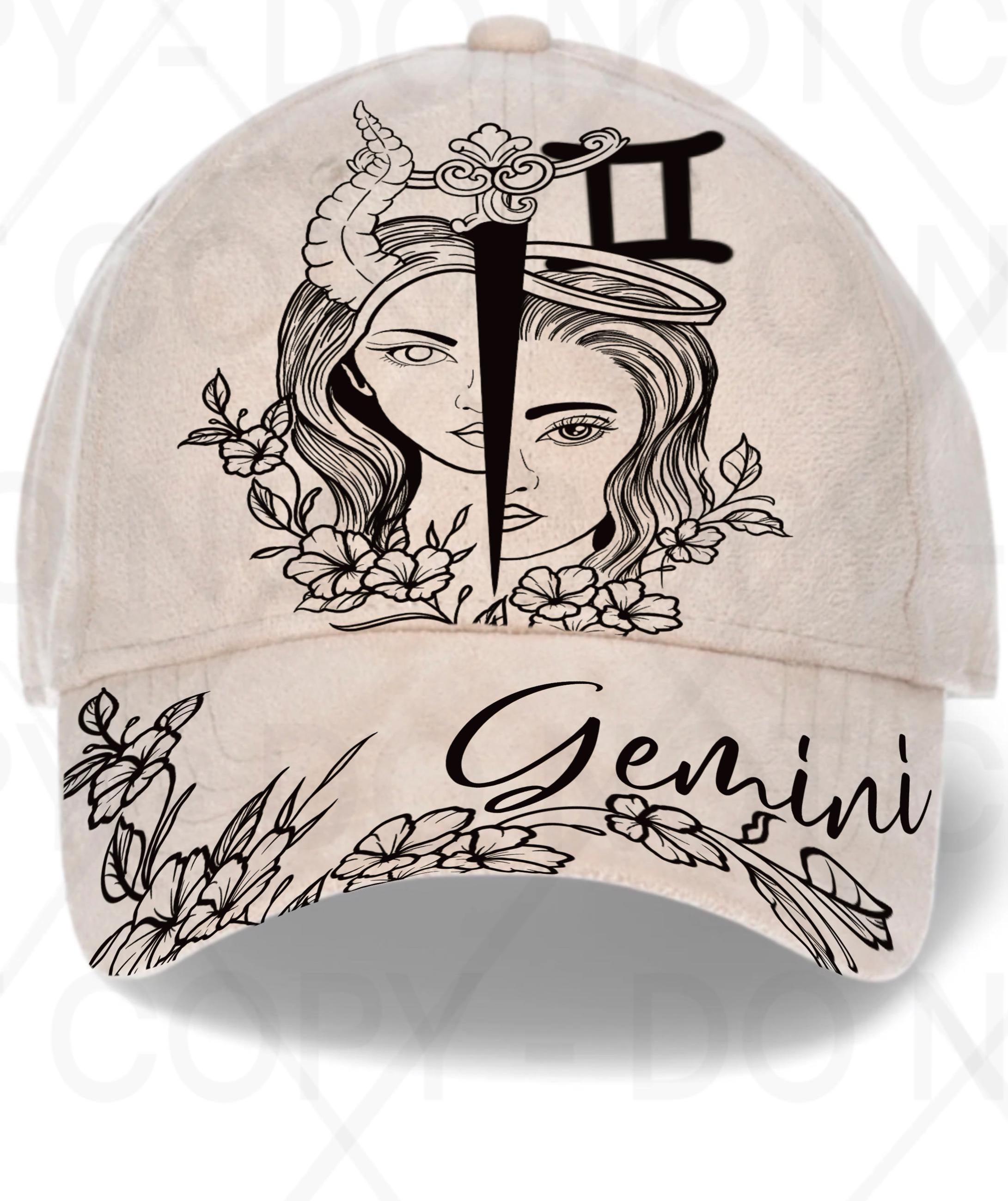 Embellished custom Gemini Trucker Hat - Burgundy & White Embroidered Gemini Zodiac Hat: Astrology Gift - Etsy main image 2