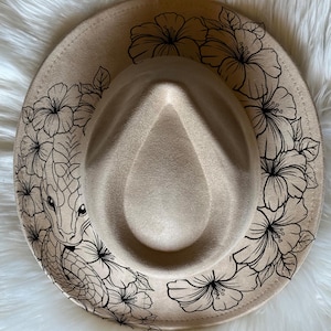 Snake Flower hat Burning Traceable Design, Hat Burning Tracing Stencil For Wide Brim Hats, SVG, PNG Digital Files