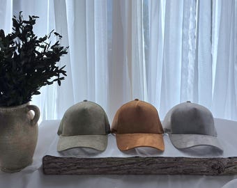 Vegan Suede Baseball Trucker Cap with mesh back: Vegan Suede Hat Blank for Burning Pyrography Art- Snap back, hat burning