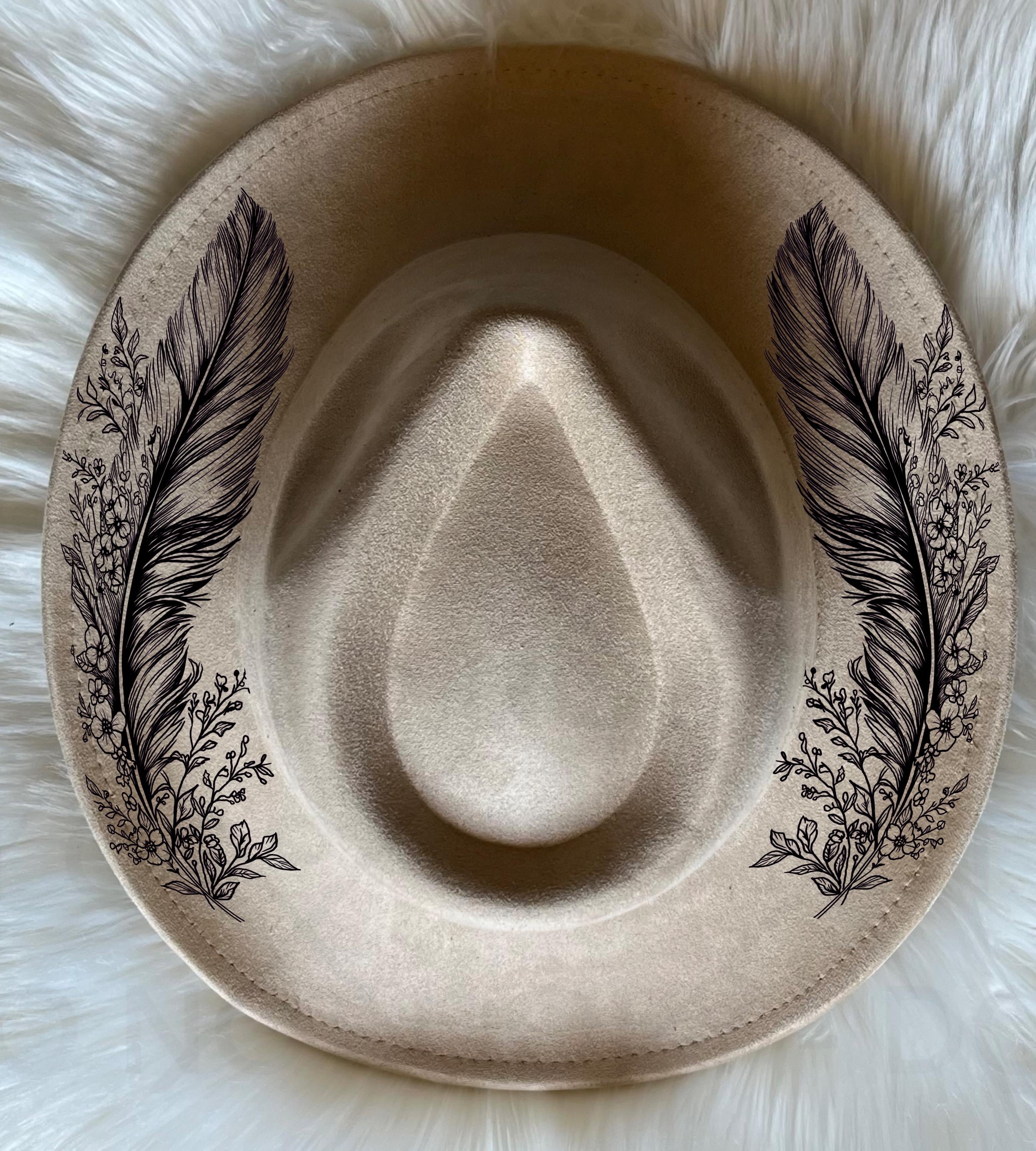 Boho/western White wool feather hat White Pageant II Western Hat – Classic Rock Couture main image 4