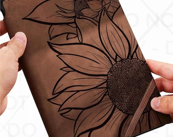 Sunflower Notebook/Journal Traceable Design, Stencil, SVG, PNG and PDF Digital Files. Cute flower journal
