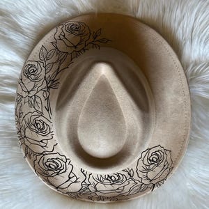Rose Hat Burning Design Stencil: Western Style (SVG, PNG, PDF Digital Files)