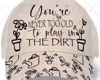 Gardening Hat Burning Tracing Stencil For Baseball and trucker Hats, SVG, and PNG Digital Files