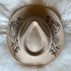 Boho deer antlers hat Burning Traceable Design, Hat Burning Tracing Stencil For Wide Brim Hats, SVG, PNG and PDF Digital Files