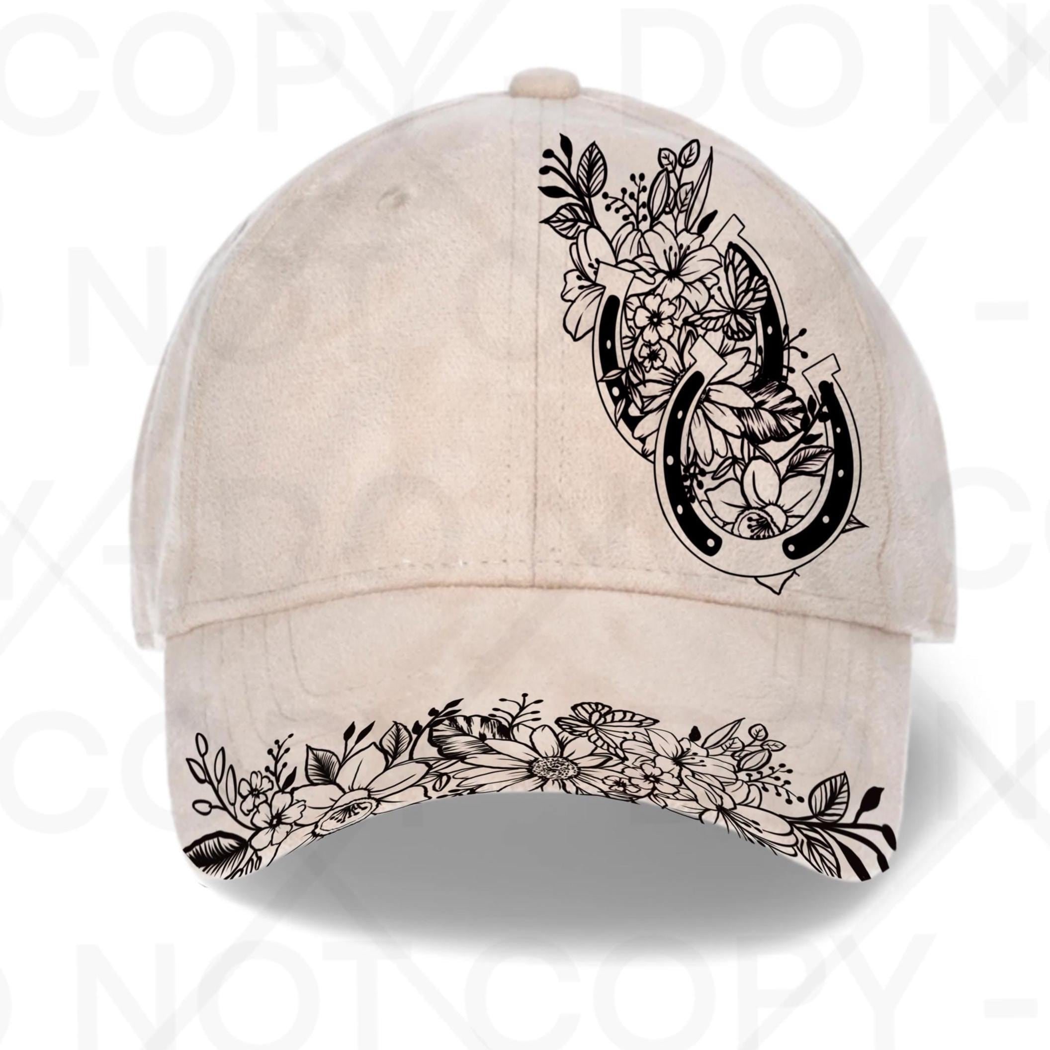 Western black trucker hat embroidered horseshoes roses horse head gold chain Buckskin Completed Printed Mesh Back Cap main image 4