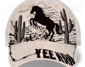 YEEHAW, Horse hat Burning Traceable Design, Hat Burning Tracing Stencil For Baseball and trucker Hats, SVG, PNG Digital Files