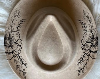 Flower Hat Burning Tracing Stencil for Wide Brim Hats, SVG, PNG and PDF Digital Files