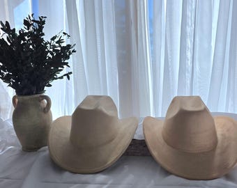 Vegan Suede Western Cowboy wide brim Fedora Hat: Hat Blank for Burning Pyrography Art, cowgirl hat, hat burning