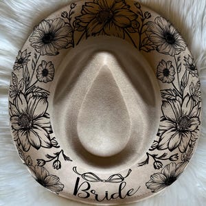Bride flower hat Burning Traceable Design, Hat Burning Tracing Stencil For Wide Brim Hats, SVG, PNG and PDF Digital Files