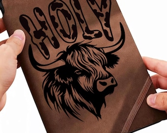 Holy cow, Highland cow Journal/Notebook Traceable Design, Stencil, SVG and PNG Digital Files