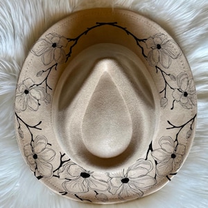 Cherry Blossom Hat Burning Design: Wide Brim Stencil (SVG, PNG, PDF Digital Files)
