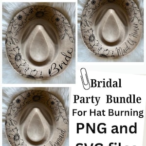 Hat Burning Design: Bridal Party Western Stencil (SVG, PNG, PDF Digital Files)