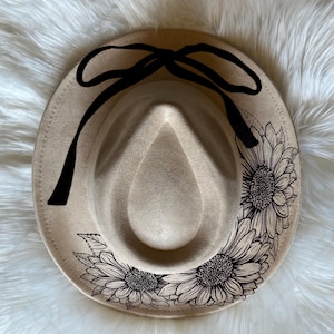 Sunflower bow Traceable Design, Hat Burning Tracing Stencil For Wide Brim Hats, SVG, PNG and PDF Digital Files