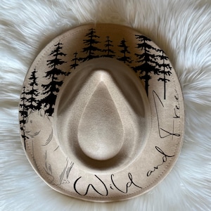 Bear wild and free Hat Burning Traceable Design, Hat Burning Tracing Stencil For Wide Brim Hats, SVG, PNG and PDF Digital Files