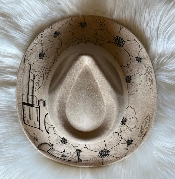 Flower Hat Burning Tracing Stencil For Wide Brim Hats, SVG, PNG and PDF Digital Files