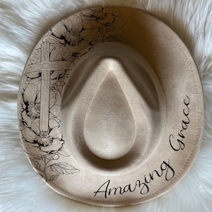 Amazing Grace Flower hat Burning Traceable Design, Hat Burning Tracing Stencil For Wide Brim Hats, SVG, PNG and PDF Digital Files
