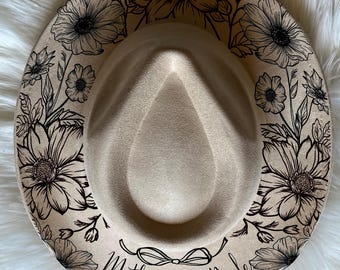 Mother of the bride flower Hat Burning Tracing Stencil for Wide Brim Hats, SVG, PNG and PDF Digital Files