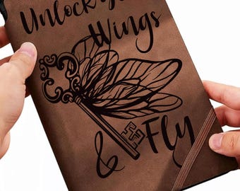 Unlock your wings & Fly Journal/Notebook Traceable Design, Stencil, SVG, PNG and PDF Digital Files
