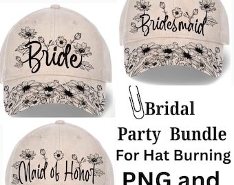 Bridal Party Hat Burning Tracing Stencil For Baseball and trucker Hats, SVG, and PNG Digital Files