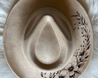Flower Hat Burning Tracing Stencil for Wide Brim Hats, SVG, PNG Digital Files