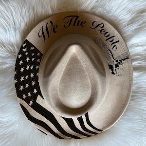 We the people, eagle and flag hat Burning Traceable Design, Hat Burning Tracing Stencil For Wide Brim Hats, SVG, PNG and PDF Digital Files