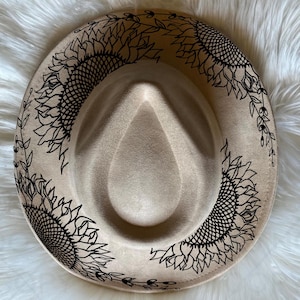Sunflower Traceable Design, Hat Burning Tracing Stencil For Wide Brim Hats, SVG, PNG and PDF Digital Files