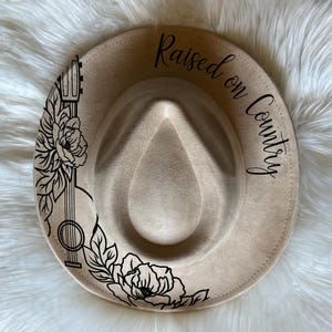 Country guitar hat Burning Traceable Design, Hat Burning Tracing Stencil For Wide Brim Hats, SVG, PNG and PDF Digital Files