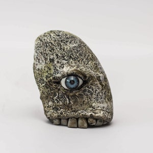 Spooquish rock monsters creepy sculpture with eyes and teeth image 1