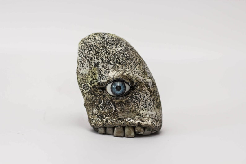 Spooquish rock monsters creepy sculpture with eyes and teeth image 1