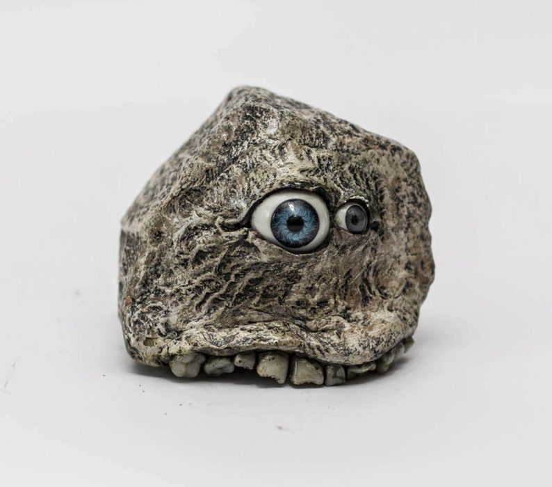 Spooquish rock monsters creepy sculpture with eyes and teeth image 4