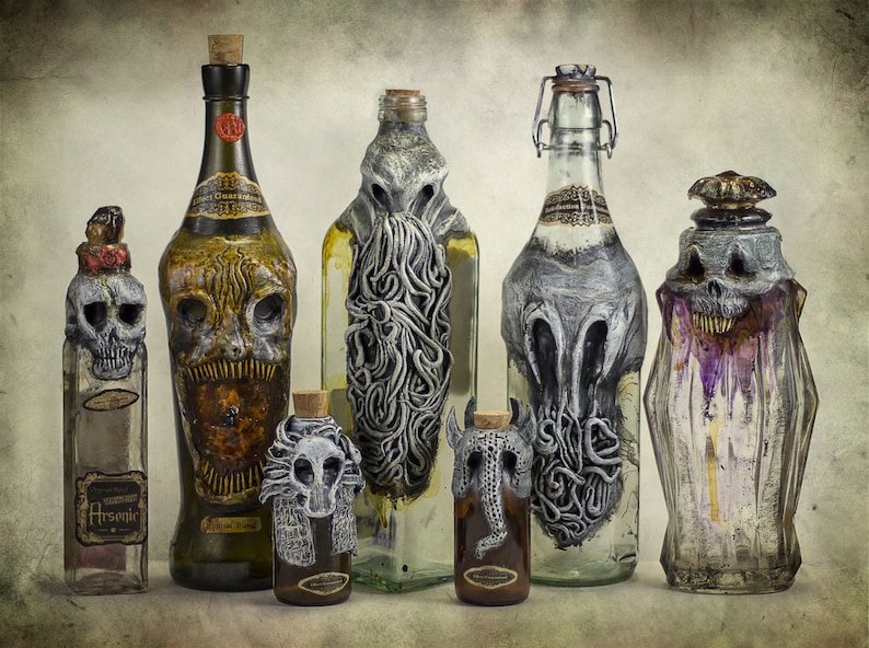 Personalisierte Lovecraftian Flasche Chtulhu, Nyrlatothep, Hastur, Yog Sothoth, Shub Niggurath, Werwolf, Dämonen & Schädel Bild 2