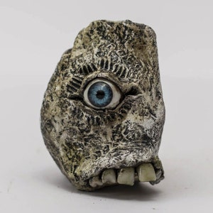 Spooquish rock monsters creepy sculpture with eyes and teeth image 3