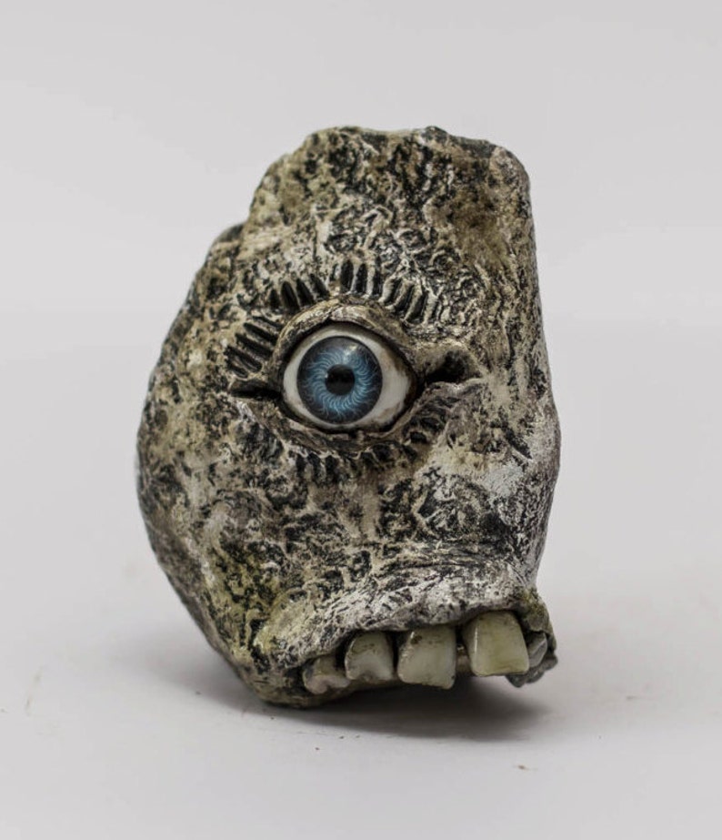 Spooquish rock monsters creepy sculpture with eyes and teeth image 3