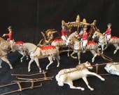 SUPER SALE Vintage Britain 39 s Miniature Lead Metal Queen 39 s Coronations Gold Carriage With White Horses And Mounted Soldiers