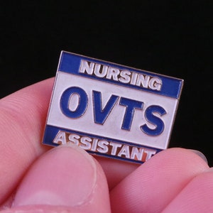 CLEARANCE Vintage OVTS Nursing Assistant College Blue And White Enamel Brooch Pin