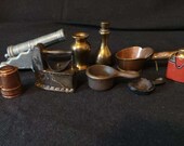 SALE Lot Of Vintage Dollhouse Miniature Doll Toys Metal Collection Brass Copper Pots And Pans Decor