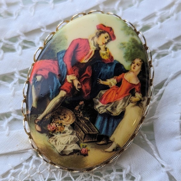 Vintage Victorian Inspired Romantic Cameo Brooch Pin