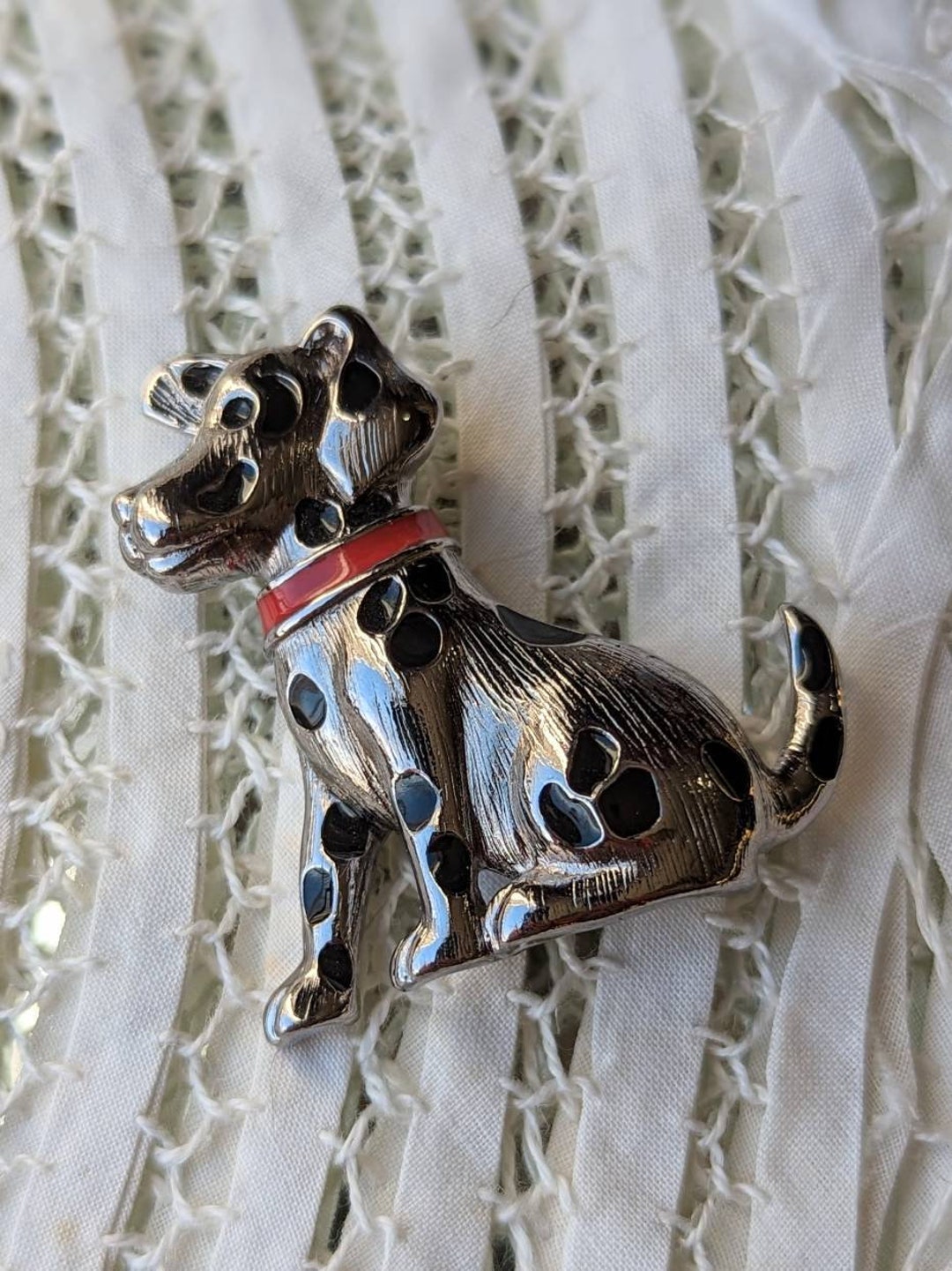 Vintage Enamel Dalmatian Dog Brooch Pin - Etsy