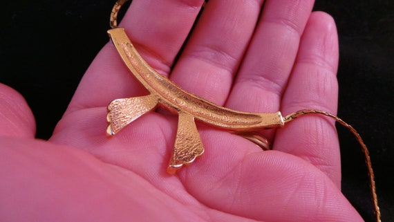 Vintage Victorian Gold Ribbon Bow Chain Choker Ne… - image 6