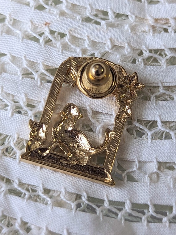Vintage Gold Cat In A Window Brooch Pin - image 6