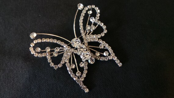 HUGE Giant Silver Rhinestone Butterfly Stunner Spa