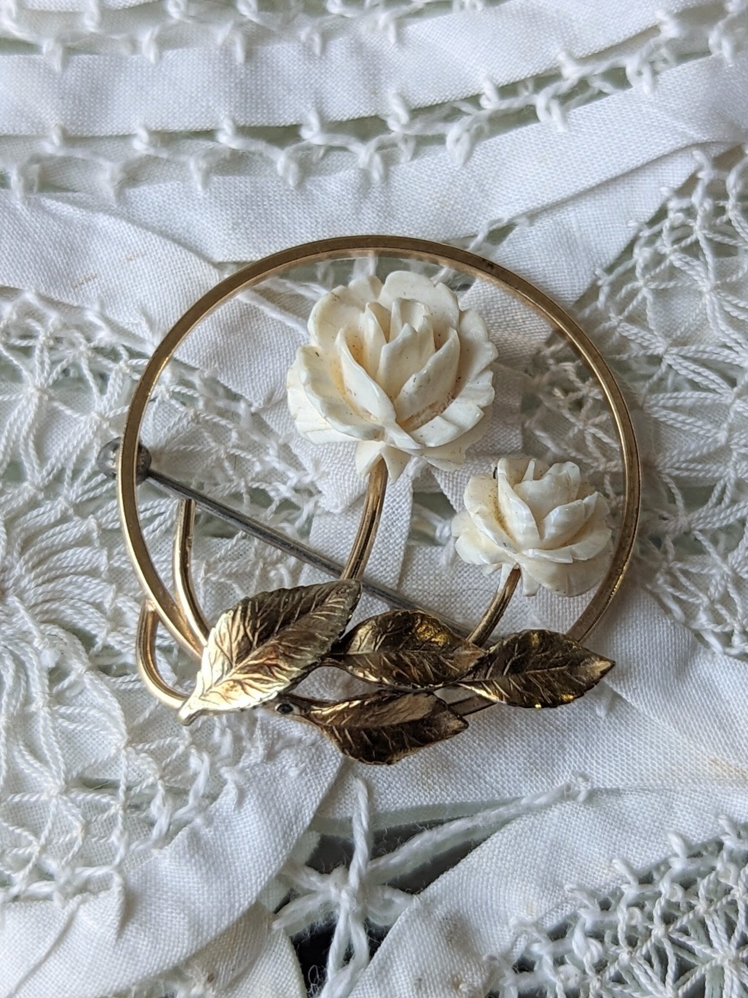 Vintage Krementz Carved Celluloid Gold Rose Brooch Pin - Etsy