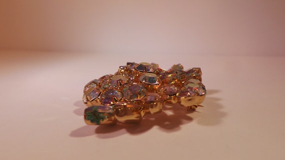 Vintage Gold Aurora Borealis AB Rainbow Rhineston… - image 8